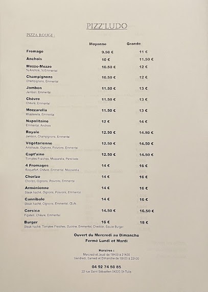 PIZZ'LUDO, Pizzeria à Sainte-Tulle