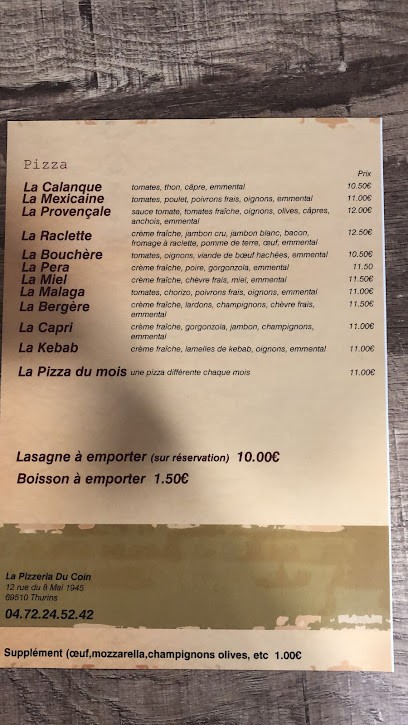 La Pizzeria Du Coin, Pizzeria à Thurins