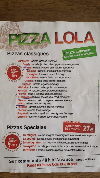 Pizza Lola, Pizzeria à Rozier-en-Donzy